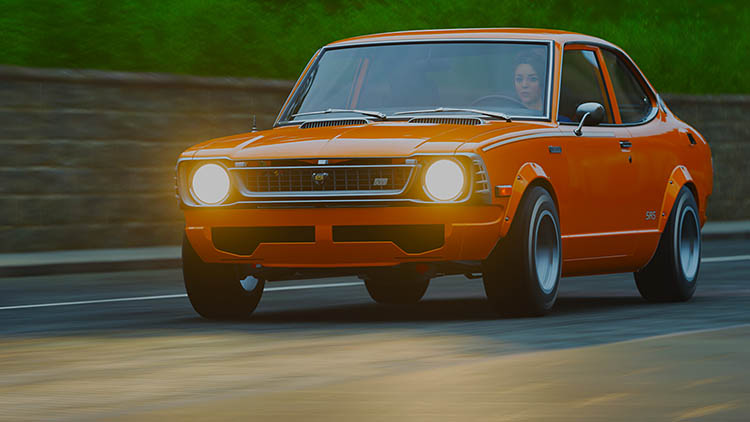 1974 toyota corolla sr5 orange rolling