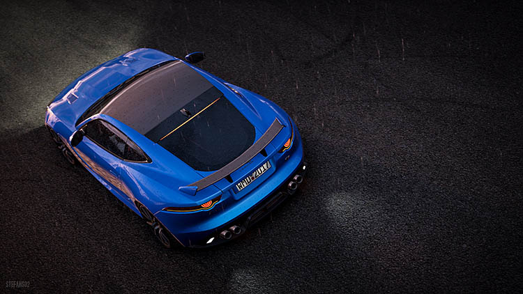 jaguar f type svr 16 angle shot down