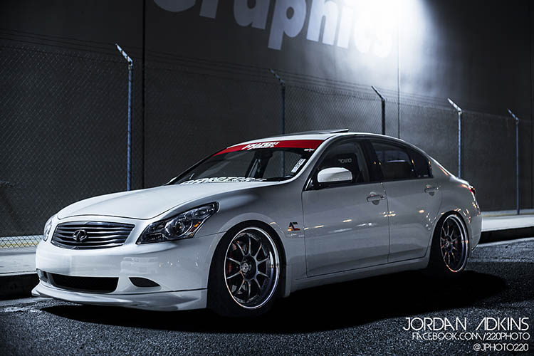 night time light painting white infiniti work wheels